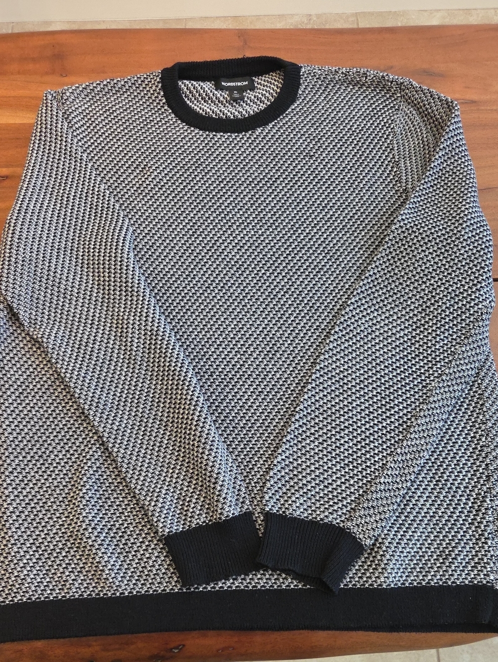 Nordstrom Men’s Black & White Patterned Crewneck Sweater